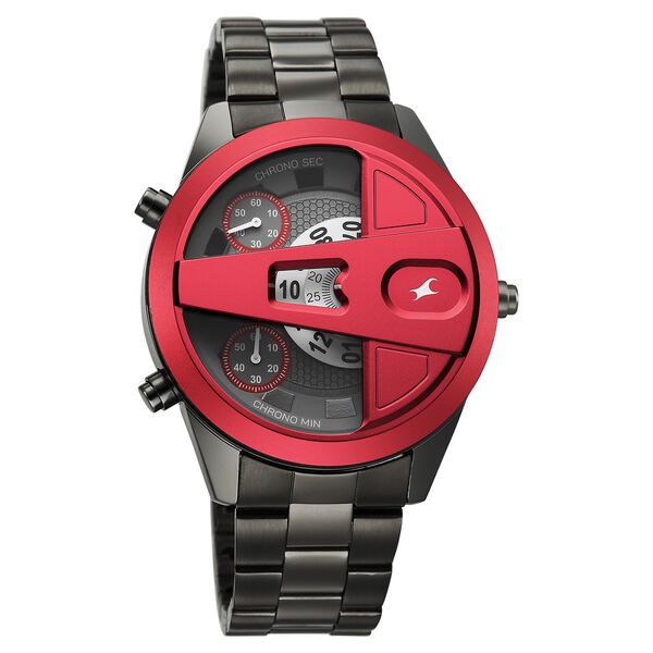 Fastrack Overdrive Chronograph Micromotor Grey Dial Grey Stainless Steel Strap Watch For Guys - image number 3