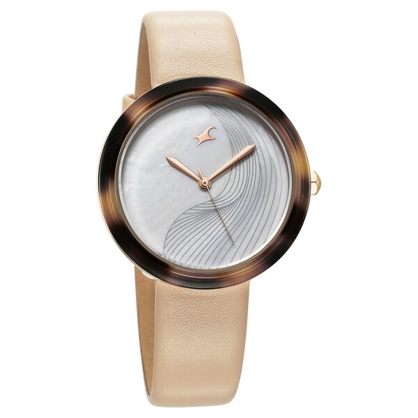 Fastrack Younique Quartz Analog Mother Of Pearl Dial LeatherStrap Watch For Girls - image number 2