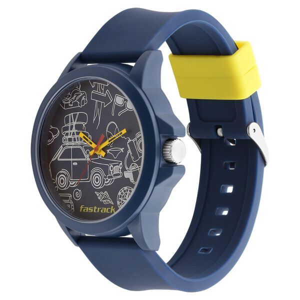 Fastrack Quartz Analog Blue Dial Silicone Strap Watch for Unisex - image number 2