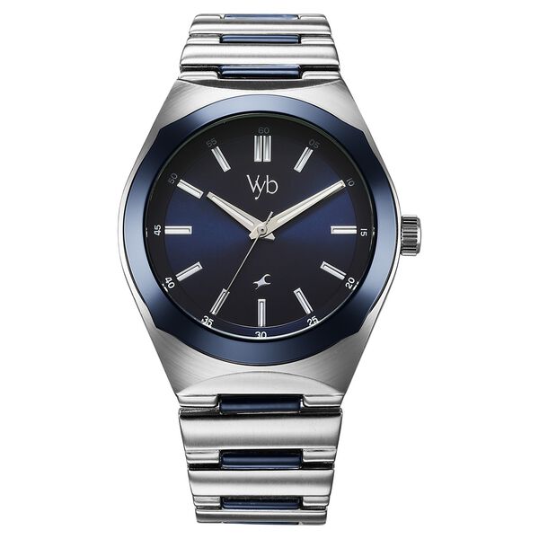 Vyb Arcane By Fastrack Quartz Analog Blue Dial Metal Strap Watch For Guys - image number 2