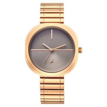 Fastrack 9 to Fine Analog with Grey Dial Metal Strap Watch for Girls