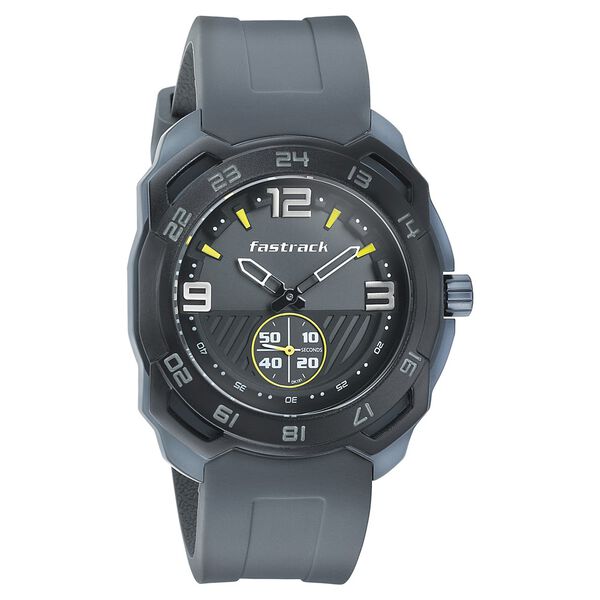 Fastrack All Nighters Quartz Analog Grey Dial Silicone Strap Watch for Guys - image number 0