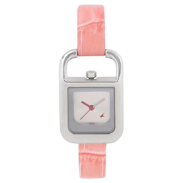 Fastrack Quartz Analog Silver Dial Leather Strap Watch for Girls - image number 0