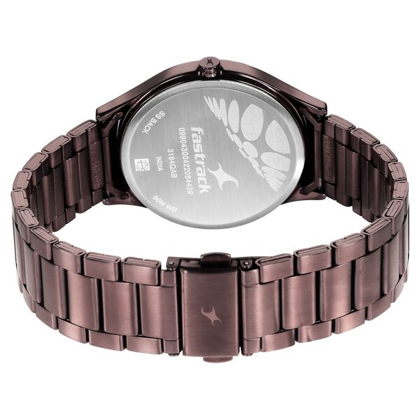 Fastrack Style Up Quartz Analog Brown Dial Stainless Steel Strap Watch for Guys - image number 5