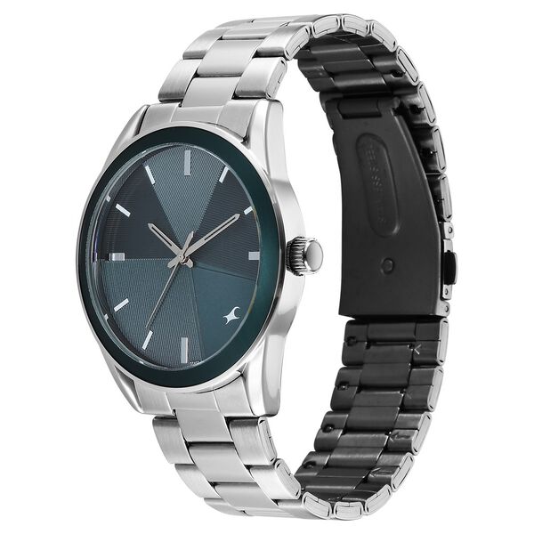 Fastrack Stunners Quartz Analog Teal Dial Silver Stainless Steel Strap Watch For Guys - image number 2