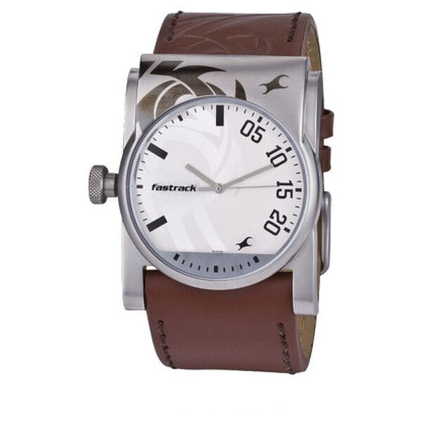 Fastrack Quartz Analog White Dial Leather Strap Watch for Guys - image number 0