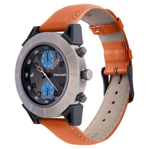 Fastrack Modular Quartz Analog Anthracite Dial Leather Strap Watch for Guys - image number 2