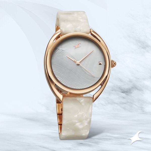 Fastrack Younique Quartz Analog Mother Of Pearl Dial Acetate And Metal Strap Watch For Girls - image number 0