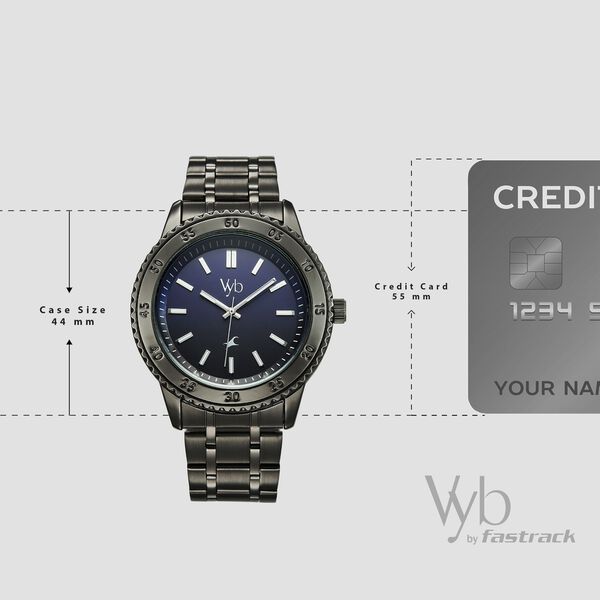 Vyb Quest By Fastrack Quartz Analog Multicoloured Dial Grey Stainless Steel Strap Watch For Guys - image number 3