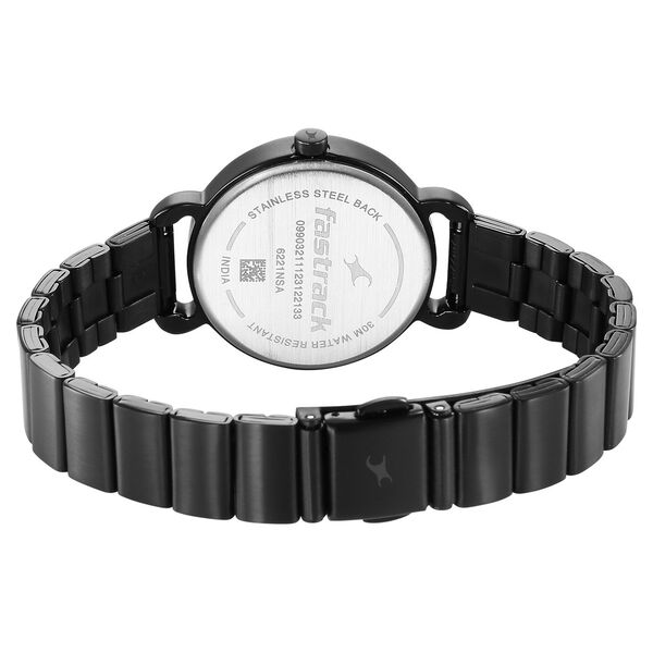 Fastrack Pulse Quartz Analog Black Dial Black Stainless Steel Strap Watch For Girls - image number 4
