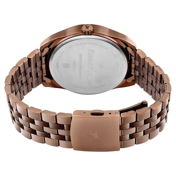 Fastrack Crush Quartz Analog Brown Dial Stainless Steel Strap Watch for Guys - image number 4