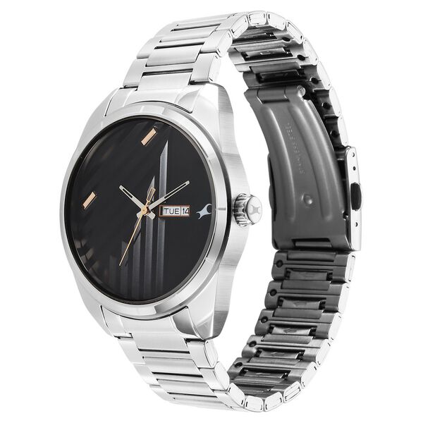Fastrack Fleek Quartz Analog with Day and Date Black Dial Stainless Steel Strap Watch For Guys - image number 2