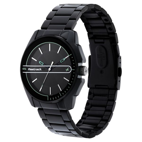 Fastrack Wear Your Look Quartz Analog Black Dial Metal Strap Watch for Guys - image number 2