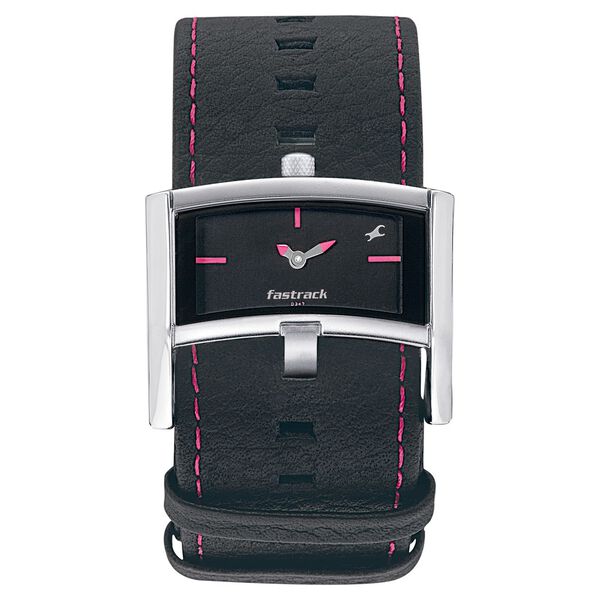 Fastrack Quartz Analog Black Dial Leather Strap Watch for Girls - image number 0