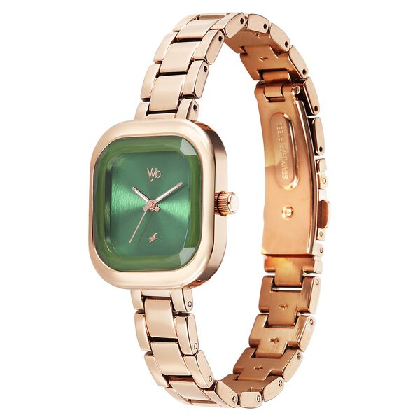 Fastrack Vyb Manifester Quartz Analog Green Dial Metal Strap Watch For Girls - image number 4