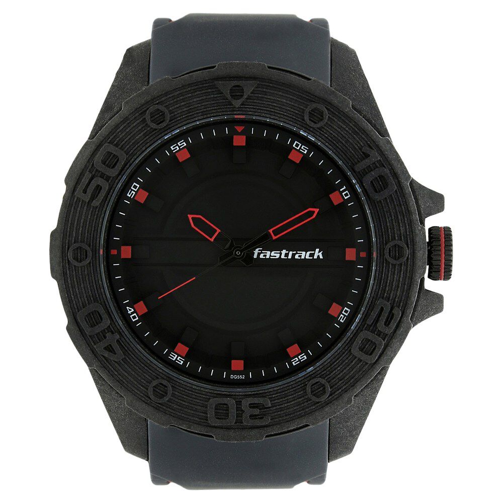 Fastrack Light Weight Quartz Analog Black Dial Silicone Strap Watch for Guys