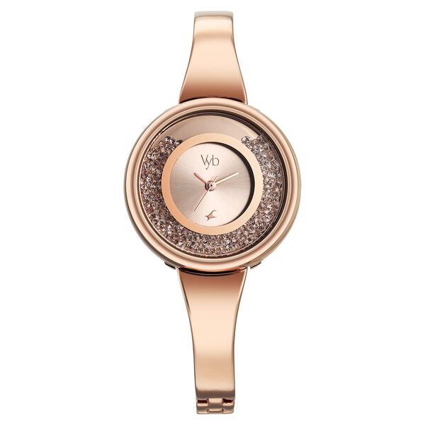 Fastrack Vyb Diva Quartz Analog Rose Gold Dial Rose Gold Metal Strap Watch For Women - image number 0