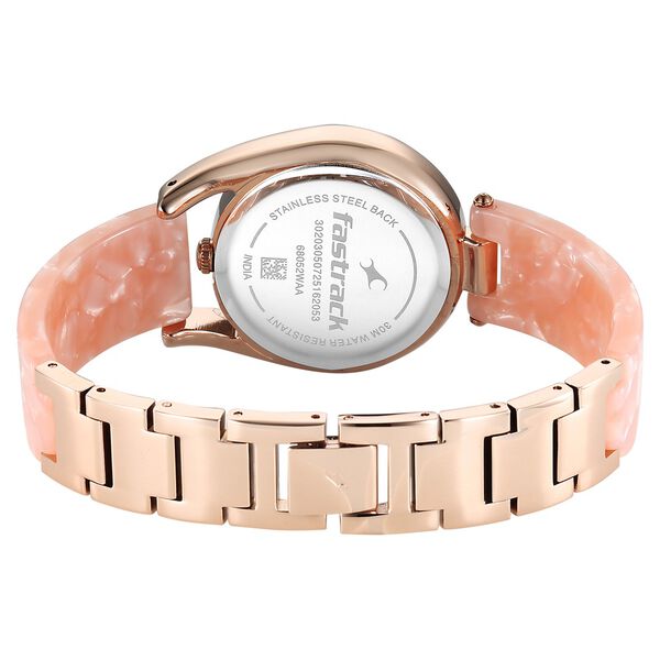 Fastrack Younique Quartz Analog Pink Mother Of Pearl Dial Two Toned Acetate & Metal Strap Watch For Girls - image number 5