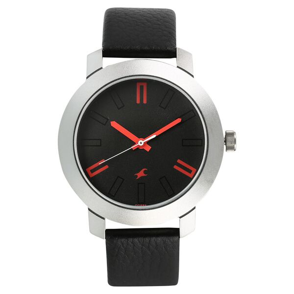 Fastrack Quartz Analog Black Dial Leather Strap Watch for Guys - image number 0