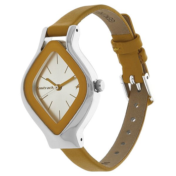 Fastrack Quartz Analog Silver Dial Leather Strap Watch for Girls - image number 1
