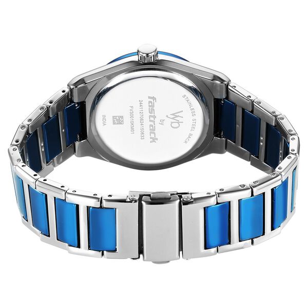 Fastrack Vyb Nimbus Quartz Analog Blue Dial Two Toned Color Metal Strap Watch For Guys - image number 5