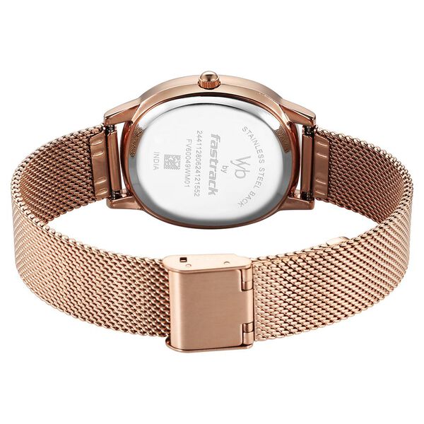 Fastrack Vyb Mirage Quartz Analog Rose Gold Dial Rose Gold Color Metal Strap Watch For Girls - image number 5