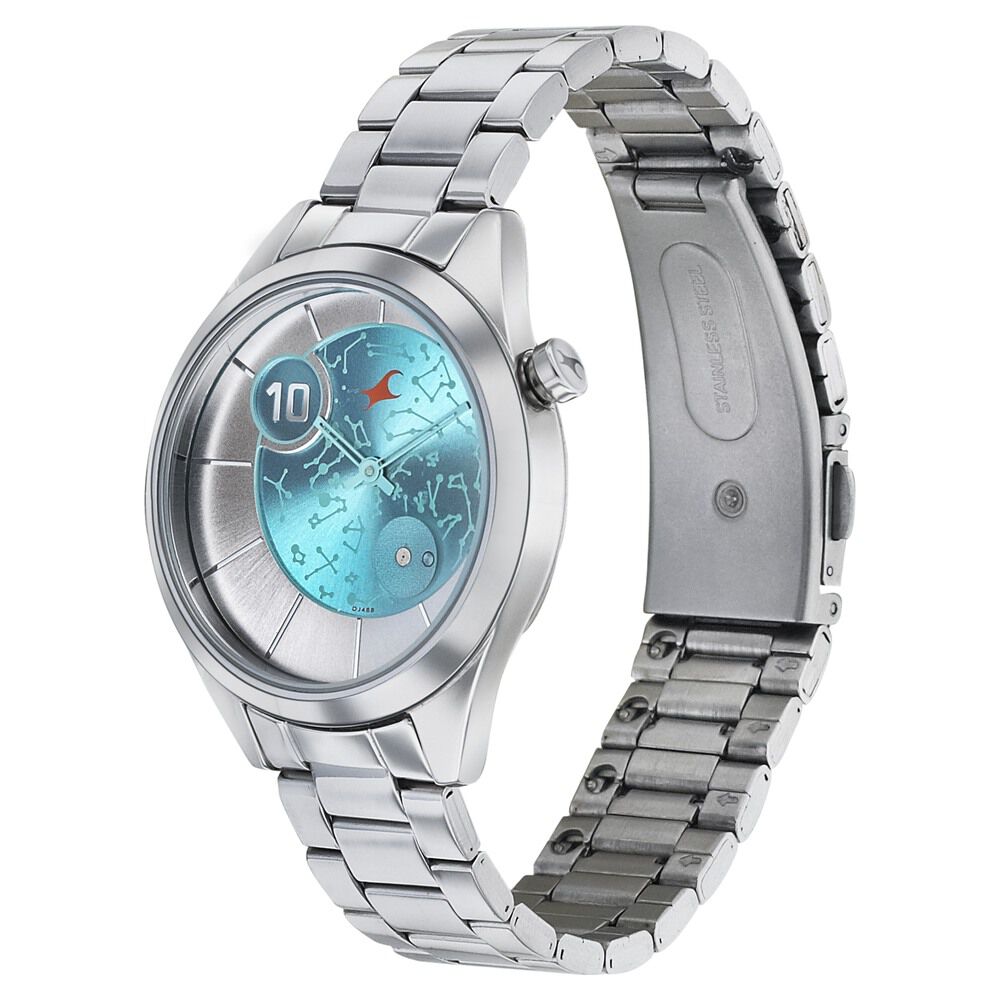 Fastrack Space Rover Quartz Analog Blue Dial Stainless Steel Strap