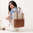 Quilted carry laptop backpack- beige - image number 0