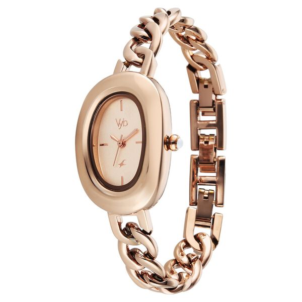 Vyb Mirage By Fastrack Quartz Analog Rose Gold Dial Rose Gold Metal Strap Watch For Girls - image number 2