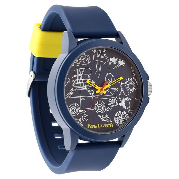 Fastrack Quartz Analog Blue Dial Silicone Strap Watch for Unisex - image number 1
