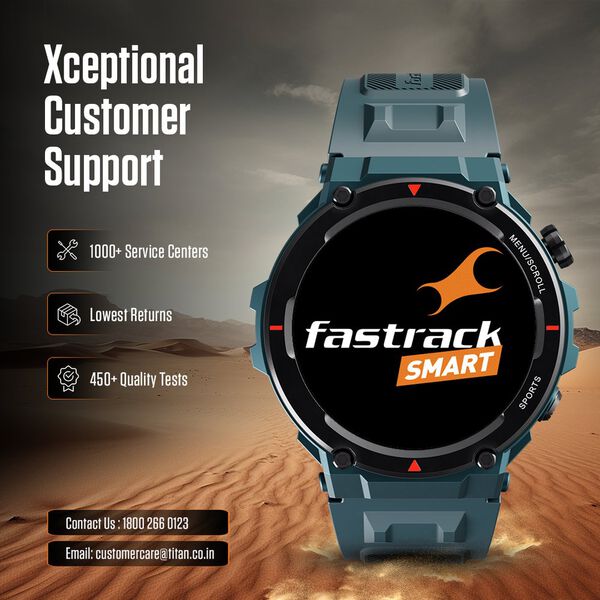 Fastrack Xtreme Pro with 3.6 cm AMOLED Display, Rugged Design, SingleSync BT Calling, Functional Crown with Black Strap - image number 8