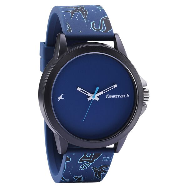 Fastrack Space Rover Quartz Analog Blue Dial Silicone Strap Unisex Watch - image number 0