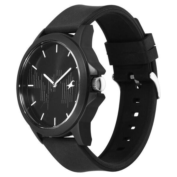Fastrack Tees Wanderlust Quartz Analog Black Dial Silicone Strap Watch for Unisex - image number 2