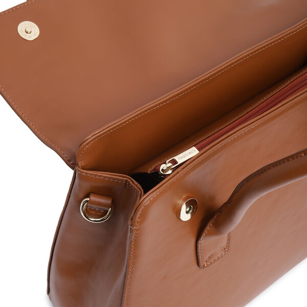 Fastrack Large Satchel Bag for Women | Structured, Stylish Bag With Spacious Compartments | Classic Work Bag Made of High Quality Faux Leather (Tan) - image number 5