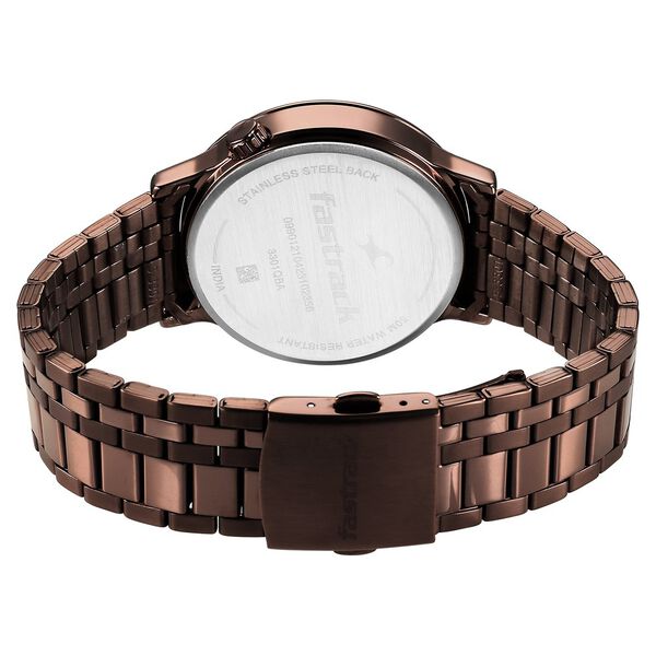 Fastrack Exuberant Quartz Multifunction Brown Dial Stainless Steel Strap Watch for Guys - image number 5