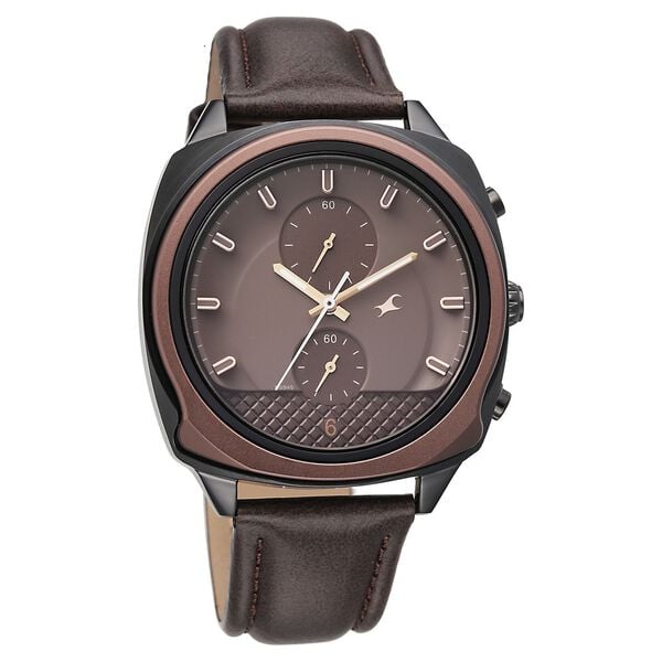 Fastrack Gelato Black chronograph watch with Chocolate dial for Guys - image number 1