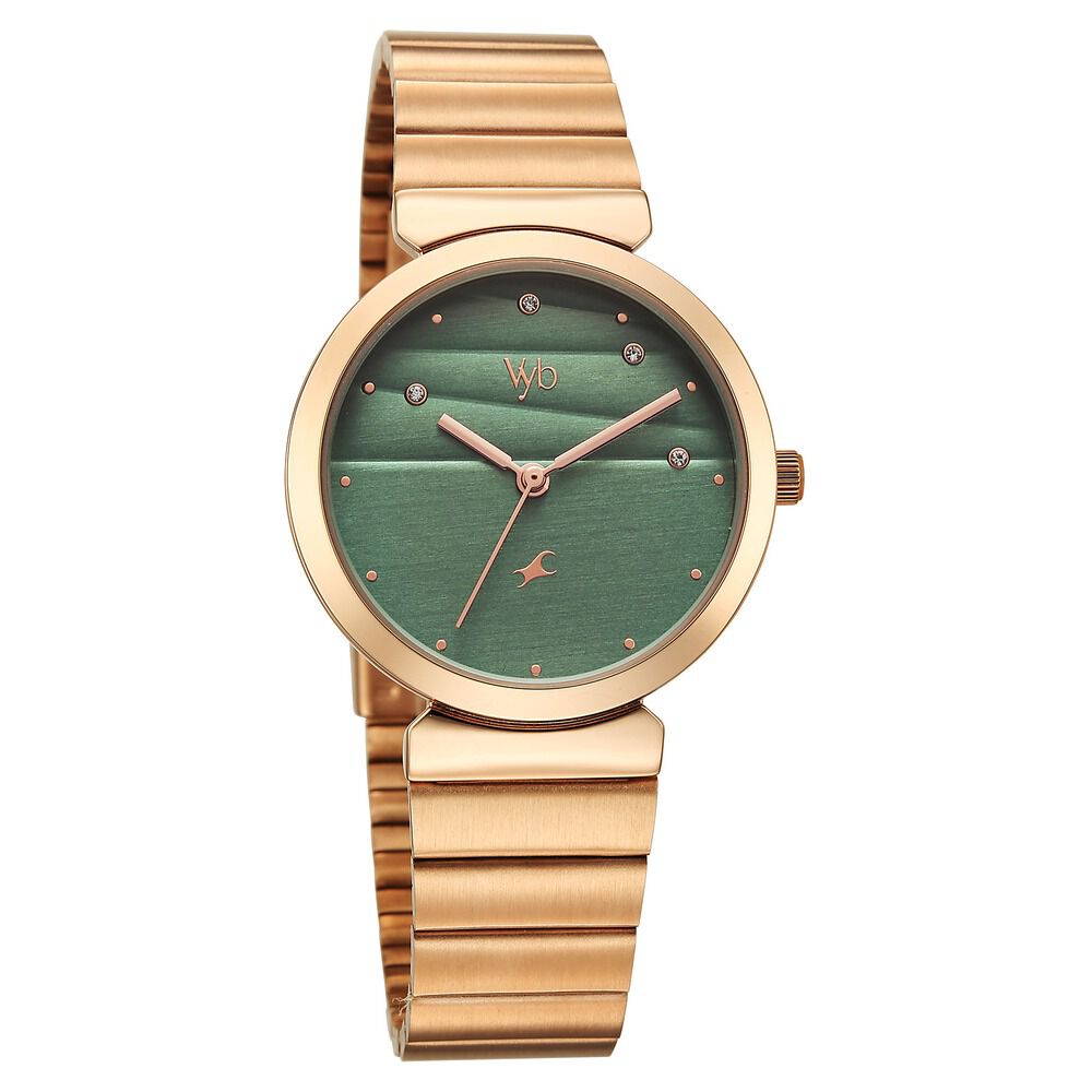 Buy Online Fastrack Vyb Charmer Quartz Analog Green Dial Metal