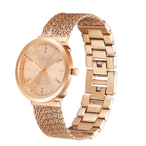 Fastrack Vyb Flare Quartz Analog Rose Gold Dial Metal Strap Watch for Girls - image number 3