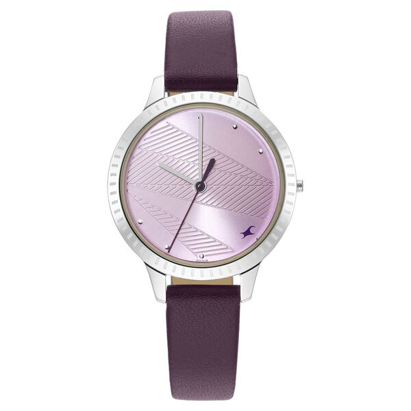 Fastrack Stunners Quartz Analog Purple Dial Leather Strap Watch for Girls - image number 2