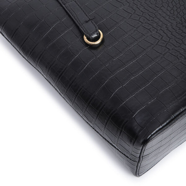 Fastrack Chic Textured Tote Bag for Women | Stylish Bag for Ladies, Women, Girls | Casual Spacious Tote Bag Made of High-Quality Faux Leather (Black) - image number 4