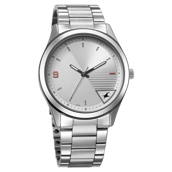 Fastrack Stunners Quartz Analog Silver Dial Silver Metal Strap Watch For Guys - image number 1