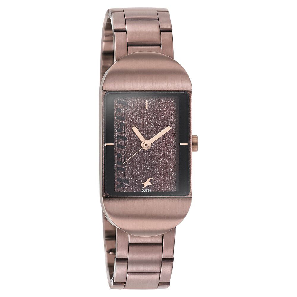 Buy Online Fastrack Go Skate Quartz Analog Brown Dial Stainless Steel Strap Watch for Girls ns6201km02 Fastrack