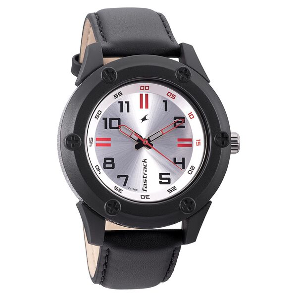 Fastrack Modular Quartz Analog Silver Dial Leather Strap Watch for Guys - image number 0