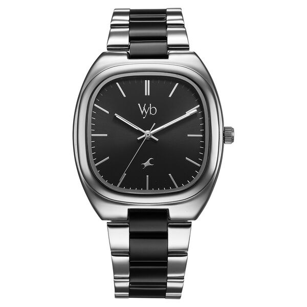 Fastrack Vyb Aviator Quartz Analog Black Dial Two Toned Metal Strap Watch For Guys - image number 1