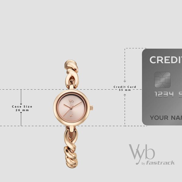 Vyb Siren By Fastrack Quartz Analog Pink Dial Rose Gold Stainless Steel Strap Watch For Girls - image number 3