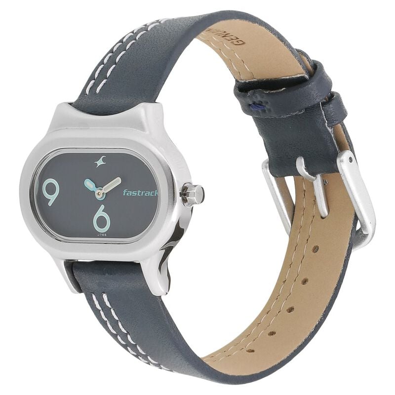 Buy Online Fastrack Quartz Analog Blue Dial Leather Strap Watch