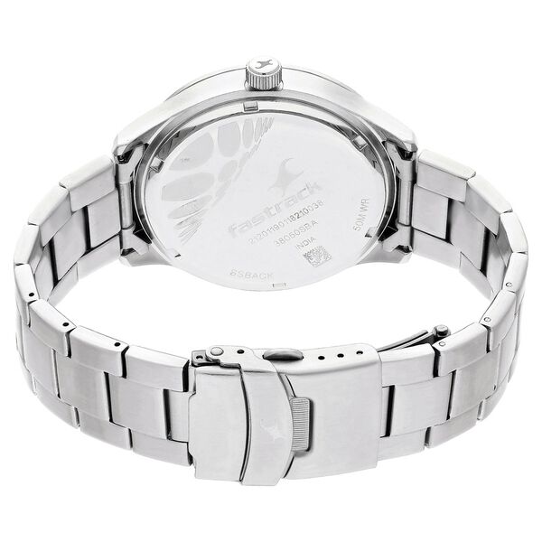 Fastrack Loopholes Quartz Analog with Date Black Dial Stainless Steel Strap Watch for Guys - image number 4
