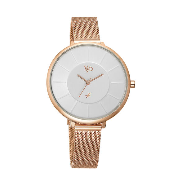 Fastrack Vyb Halo Quartz Analog White Dial Stainless Steel Strap Watch for Girls - image number 2