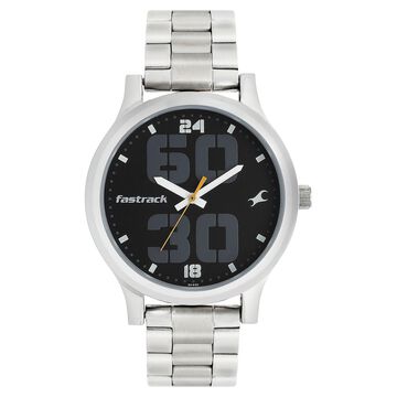 Fastrack Bold Quartz Analog Black Dial Stainless Steel Strap Watch for Guys