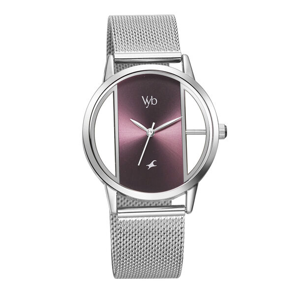 Fastrack Vyb Runway Quartz Analog Purple Dial Stainless Steel Strap Watch for Girls - image number 1